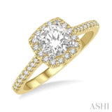 3/8 Ctw Diamond Ladies Engagement Ring with 1/4 Ct Round Cut Center Stone in 14K Yellow and White Gold