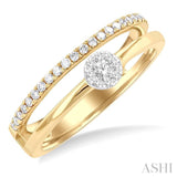 1/4 ctw Dowble Row Lovebright Round Cut Diamond Ladies Ring in 10K Yellow and White Gold