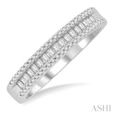 1/4 ctw Baguette and Round Cut Diamond Stackable Fashion Band in 14K White Gold
