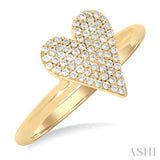 1/4 ctw Heart Shape Pave Set Round Cut Diamond Fashion Ring in 10K Yellow Gold