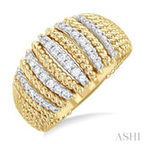 1/3 ctw Dome Shape Rope Bead Round Cut Diamond Fashion Ring in 14K Yellow Gold