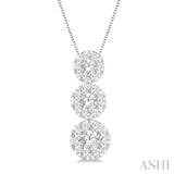 1/3 ctw Lovebright 3 stone Essential Round Cut Diamond Pendant with Chain in 14K White Gold