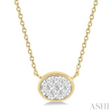 1/6 Ctw Oval Shape Lovebright Diamond Necklace in 14K Yellow and White Gold