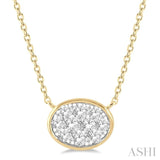 Oval Shape East-West Lovebright Diamond Fashion Necklace