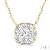 1/2 Ctw Cushion Shape Lovebright Diamond Necklace in 14K Yellow & White Gold
