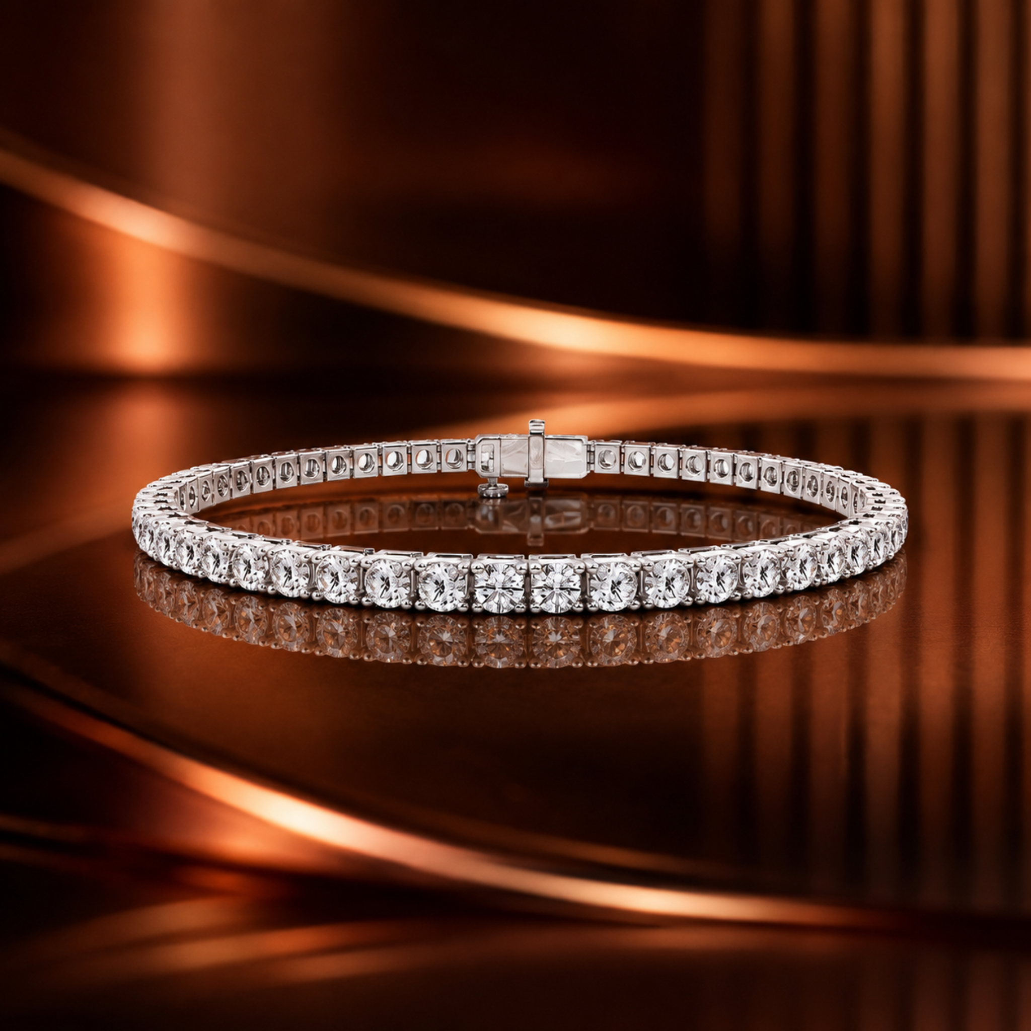 3 ctw Round Lab Grown Diamond Four Prong Box Tennis Bracelet - 7 Inches 14K White Gold, DE, VVS1