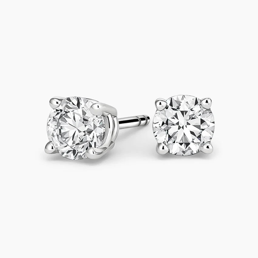 3/4 ctw Round Natural Diamond Stud Earrings 14K White Gold, G, SI1