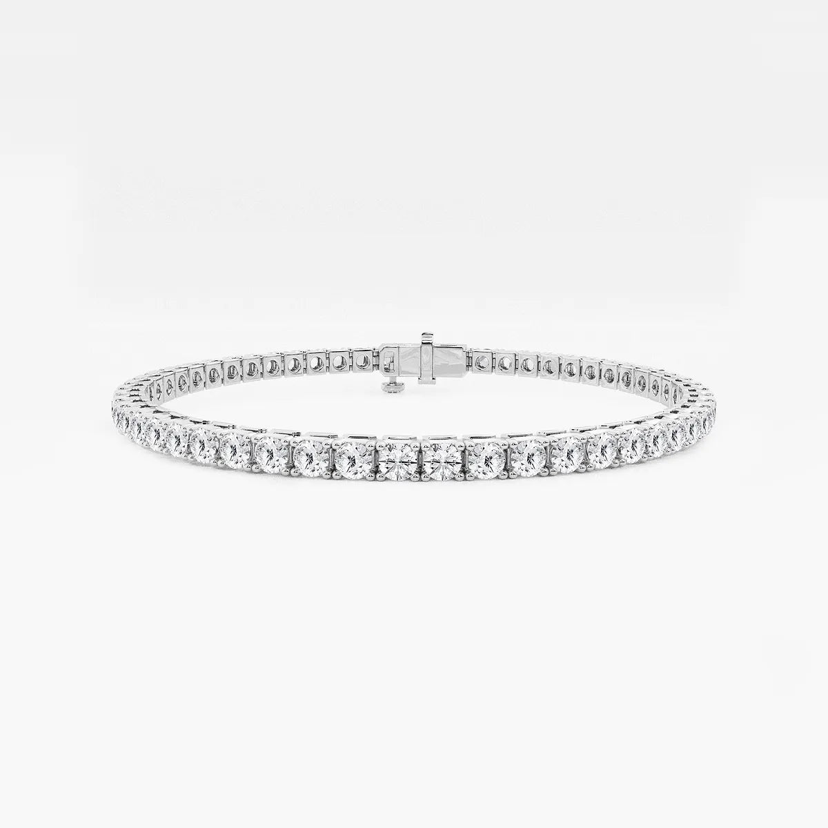 3 ctw Round Lab Grown Diamond Four Prong Box Tennis Bracelet - 7 Inches 14K White Gold, DE, VVS1