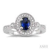 Oval Shape Gemstone & Diamond Ring