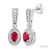 Oval Shape Gemstone & Diamond Earrings