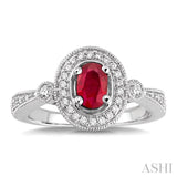 Oval Shape Gemstone & Diamond Ring