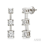 3 Stone Diamond Earrings