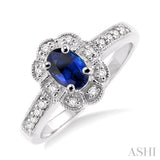 Oval Shape Gemstone & Diamond Ring