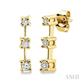 3 Stone Diamond Earrings