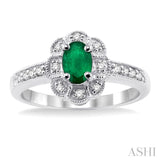 Oval Shape Gemstone & Diamond Ring