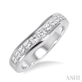 Channel Set Curved Diamond Wedding Band