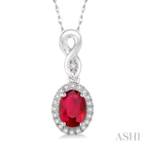 Oval Shape Gemstone & Diamond Pendant