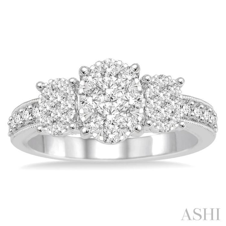 Oval Shape Past Present & Future Lovebright Essential Diamond Engagement Ring