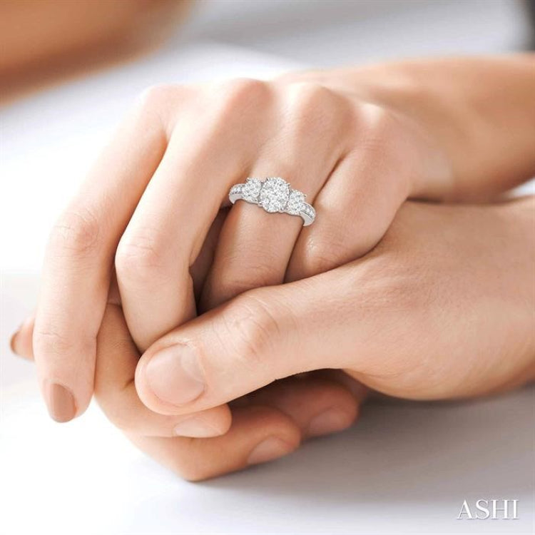 Oval Shape Past Present & Future Lovebright Essential Diamond Engagement Ring