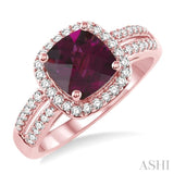 Gemstone & Halo Diamond Ring