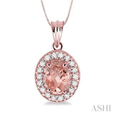 Oval Shape Gemstone & Diamond Pendant