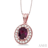 Oval Shape Gemstone & Diamond Pendant