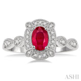 Oval Shape Gemstone & Diamond Ring