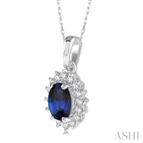 Oval Shape Gemstone & Diamond Pendant