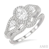 Oval Shape 3 Stone Diamond Wedding Set