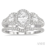 Oval Shape Past Present & Future Diamond Wedding Set