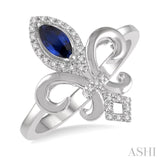 Fleur De Lis Gemstone & Diamond Ring