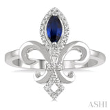 Fleur De Lis Gemstone & Diamond Ring