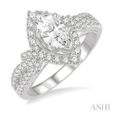 Marquise Shape Semi-Mount Diamond Engagement Ring