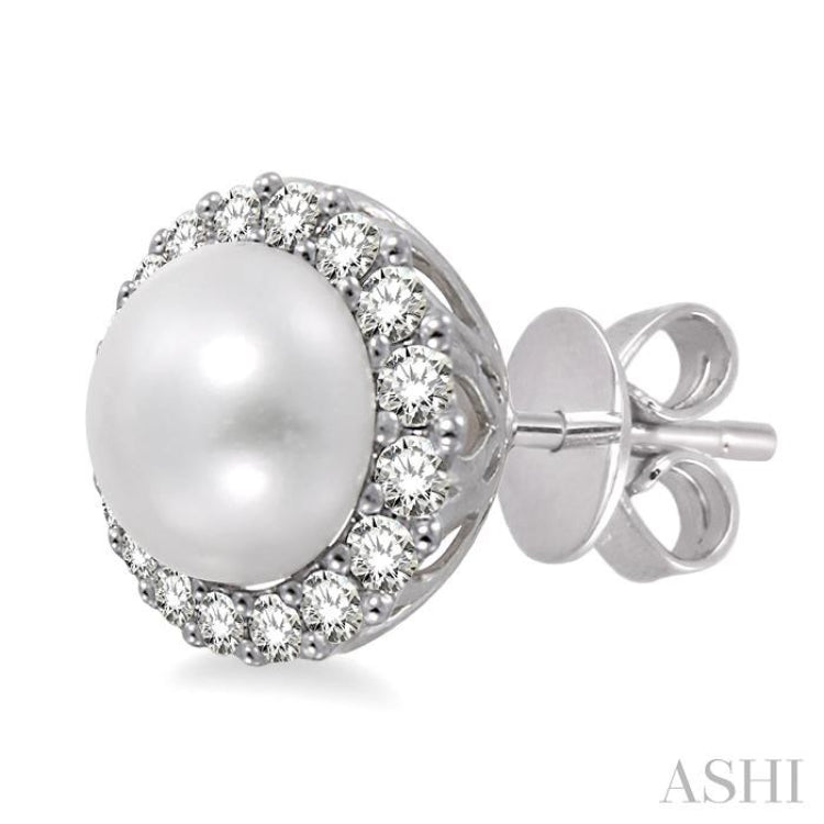 Pearl & Halo Diamond Earrings
