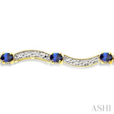 Oval Shape Gemstone & Diamond Bracelet