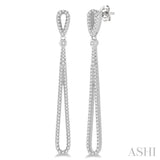 3/4 Ctw Loop Chain Round Cut Diamond Dangling Earrings in 14K White Gold