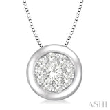 1/3 Ctw Round Cut Diamond Lovebright Pendant With Box Chain in 14K White Gold