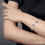 Stackable Oval Shape Gemstone & Diamond Flexi Open Cuff Bangle