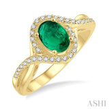 Oval Shape Gemstone & Diamond Ring