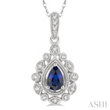 Pear Shape Gemstone & Diamond Pendant