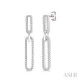 Paper Clip Diamond Fashion Long Earrings