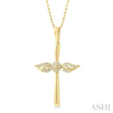 Angel Wings Cross Petite Diamond Pendant