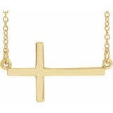 14K Yellow 22x11.5 mm Sideways Cross 20