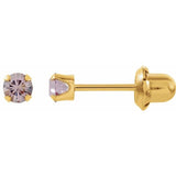 14K Yellow Imitation Alexandrite Inverness® Piercing Earrings