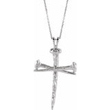 Sterling Silver 24x34 mm Nail Design Cross 24