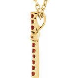 14K Yellow Natural Mozambique Garnet Petite Cross 16