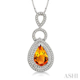 Pear Shape Gemstone & Diamond Pendant