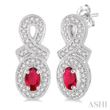 Oval Shape Gemstone & Diamond Earrings