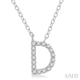 1/20 Ctw Initial 'D' Round Cut Diamond Pendant With Chain in 10K White Gold