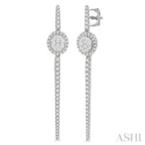 Oval Shape Lovebright Diamond Long Earrings